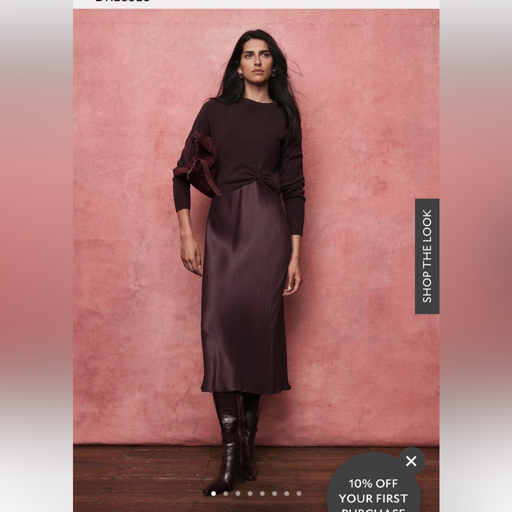 NWT MINT VELVET Burgundy Jumper Layered Slip Dress Burgundy size M